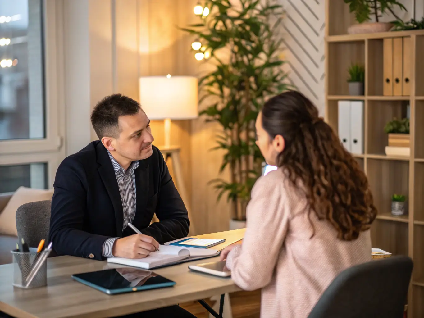 An image of a coach conducting a one-on-one session with a client, illustrating the coaching process in action. The coach is actively listening and providing guidance, creating a supportive and empowering environment.